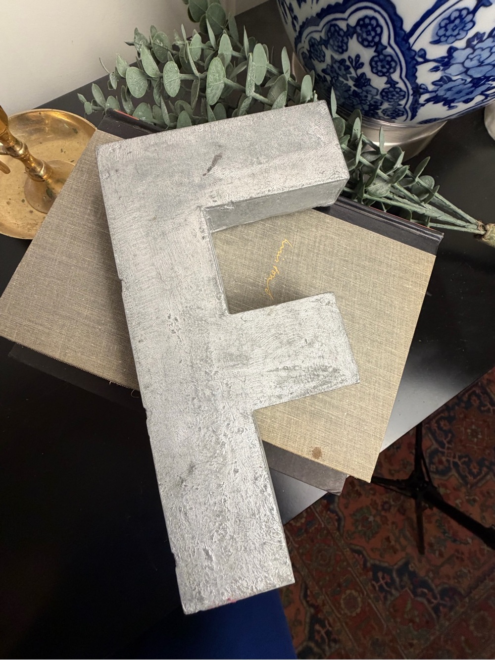 Anthropologie Silver Metal Letter F Wall Decor Monogram 8”